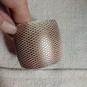 Super wide textured goldtone cuff bracelet runway statement